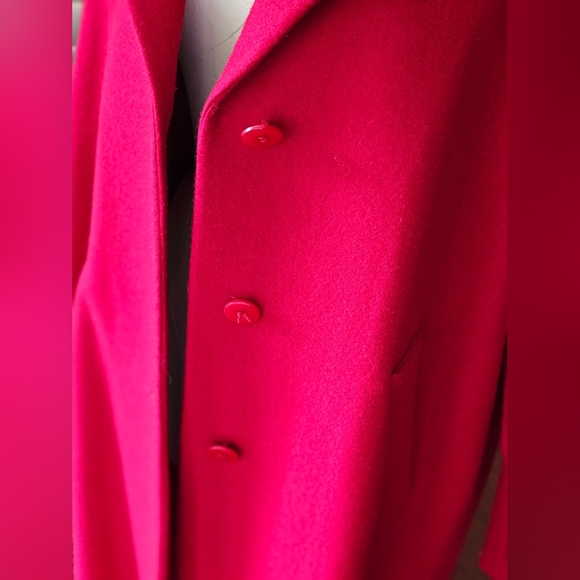 Rare Stephanie Mathews Dark Red 100% Wool Trench Coat Size 10P - Picture 8 of 13